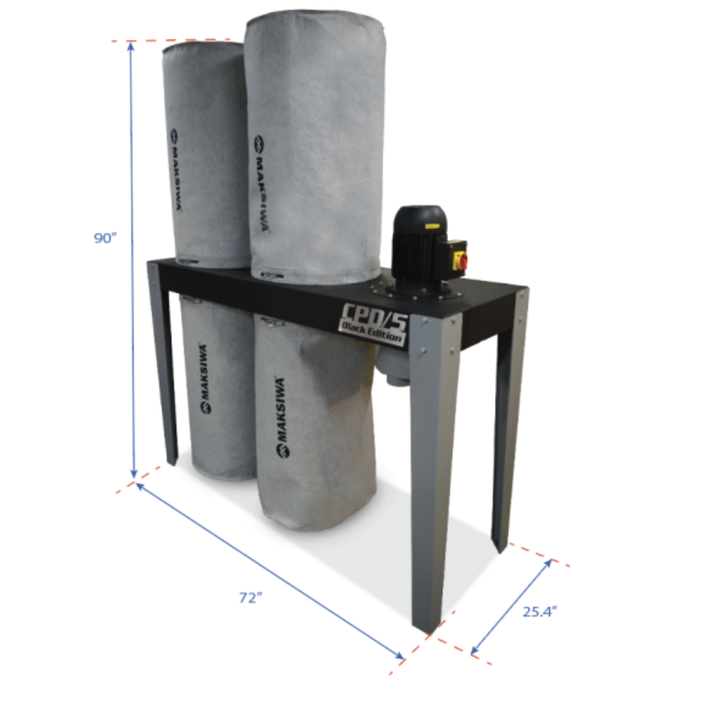 MAKSIWA DUST COLLECTOR 5HP- 5 ENTRIES - 3 PHASE 220V  - CPD/5.S