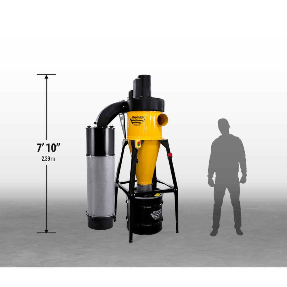 Oneida Air Systems 5hp 1ph Dust Gorilla Pro SMART Boost 35 Gal. Wall-Mounted HEPA-GFM Cyclone Dust Collector - XGK050035W