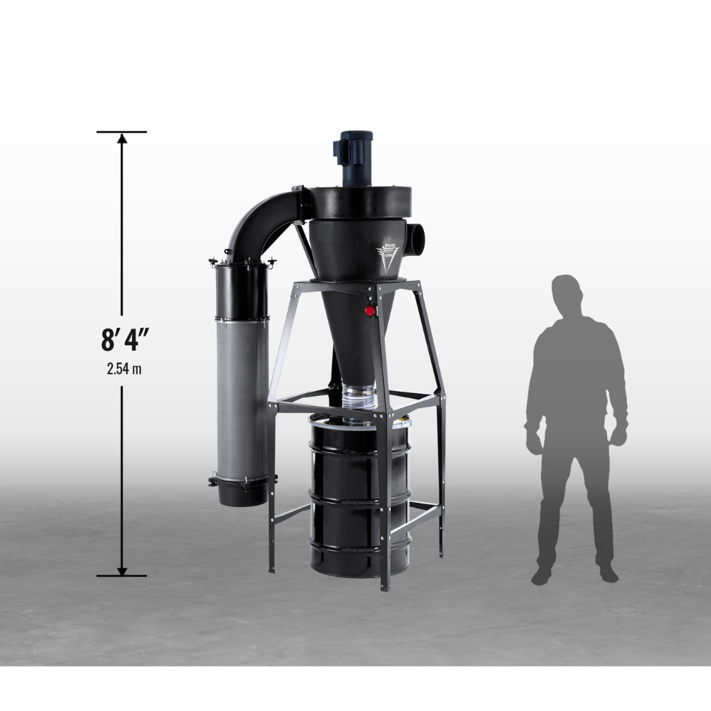Oneida Air Systems 3hp 230V V-System 3000 55 Gal. Freestanding HEPA-GFM Cyclone Dust Collector - XXVM003055