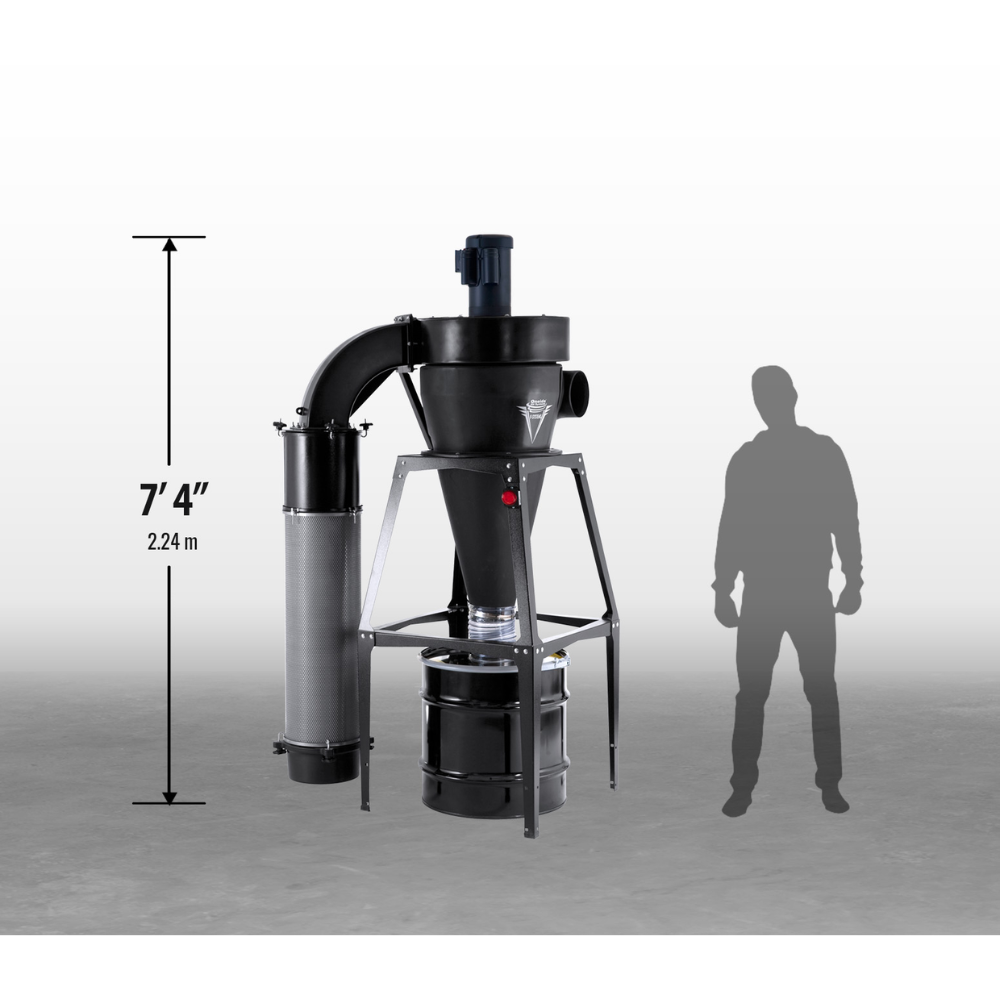 Oneida Air Systems 1.5hp 120V V-System 1500 35 Gal. Freestanding HEPA-GFM Cyclone Dust Collector - XXVM001500