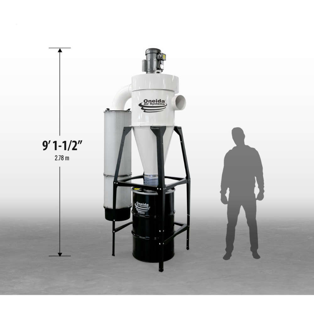 Oneida Air Systems 5hp 460V High Vacuum 55 Gal. Freestanding Cyclone Dust Collector - XXK050346