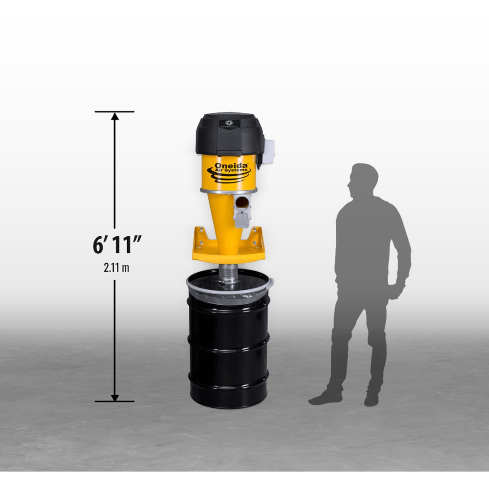 Oneida Air Systems Supercell Turbo High-Pressure 55 Gal. Wall-Mounted HEPA-GFM Cyclone Dust Collector - XSK455000