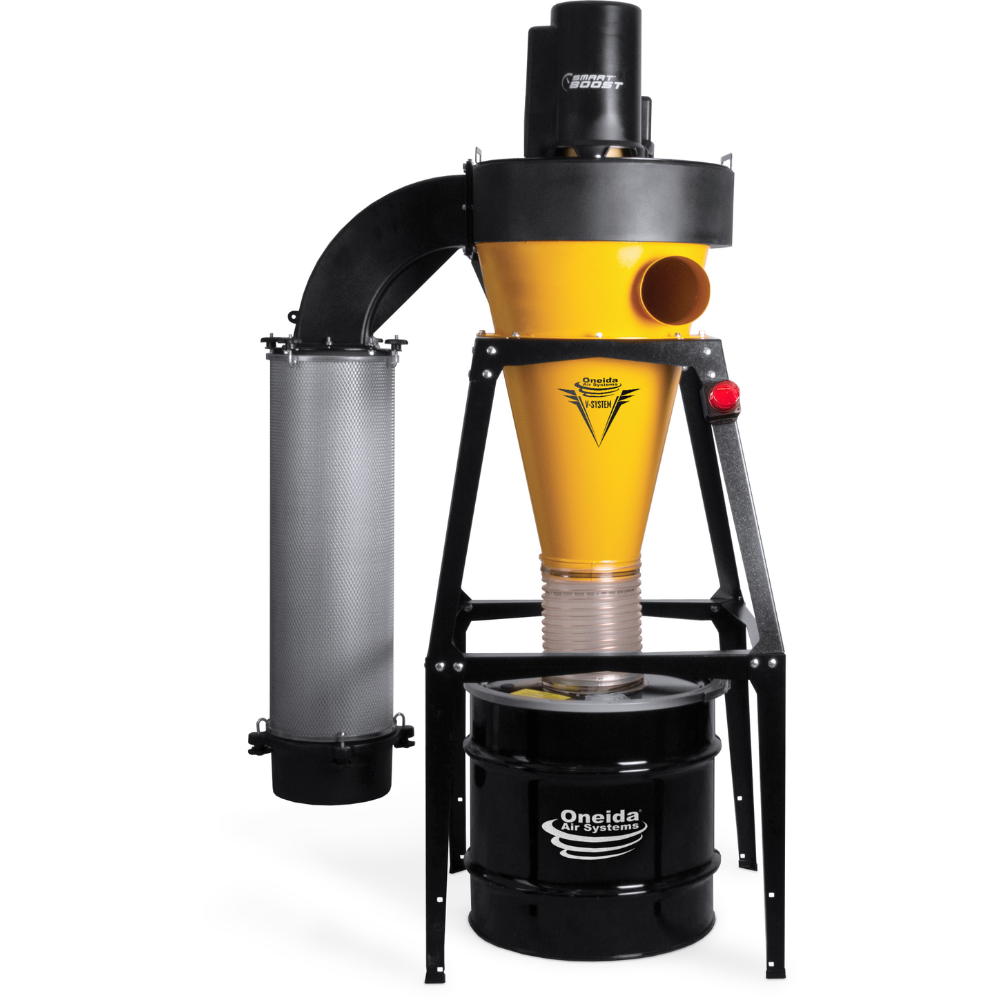 Oneida Air Systems 3hp V-System 3000 SMART Boost 35 Gal. Freestanding HEPA-GFM Cyclone Dust Collector - XXVS300035