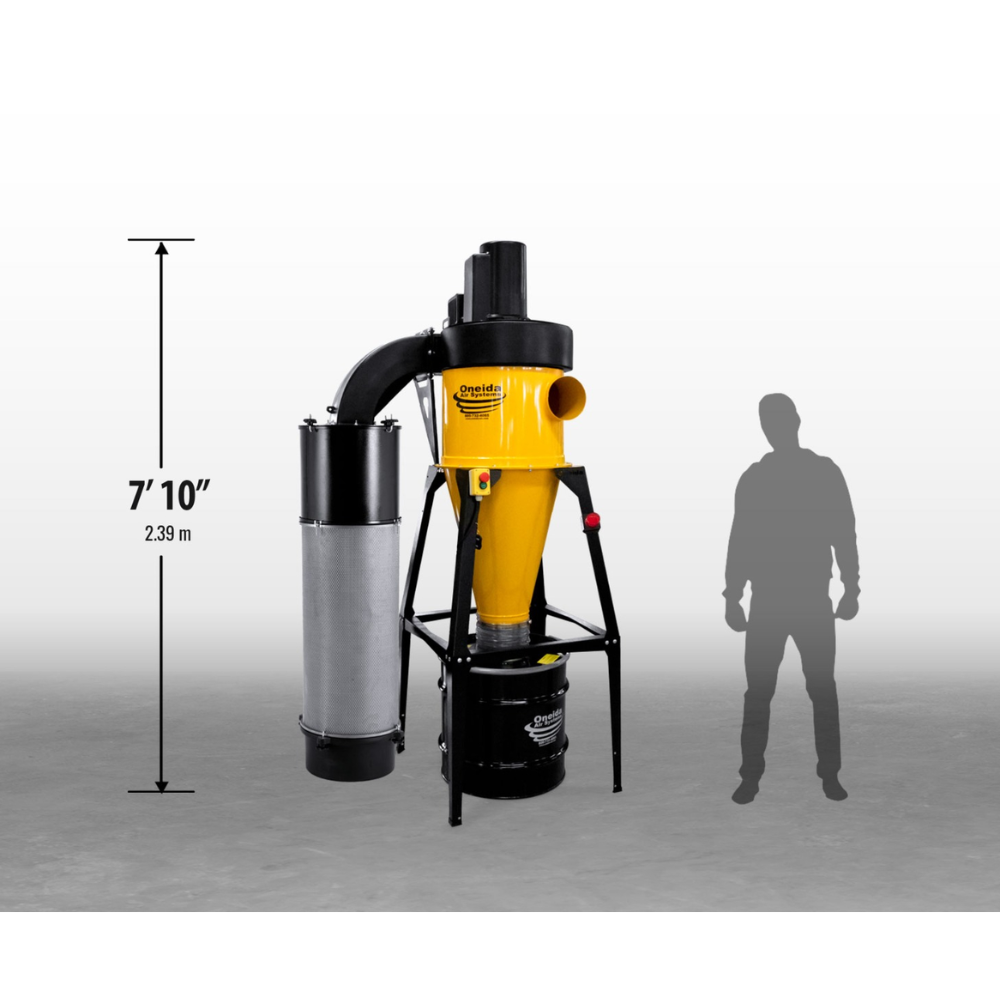Oneida Air Systems 5hp 3ph Dust Gorilla Pro SMART Boost 35 Gal. Wall-Mounted HEPA-GFM Cyclone Dust Collector - XGK050335W