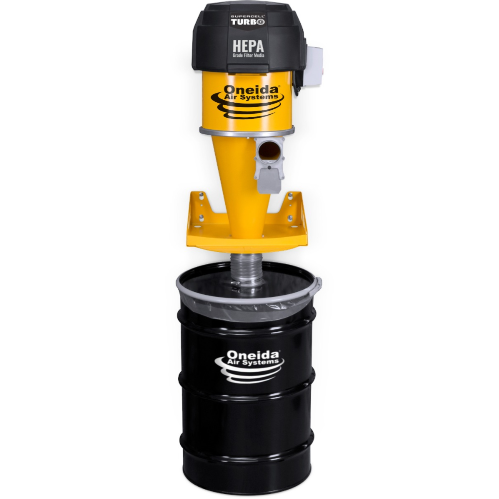Oneida Air Systems Supercell Turbo High-Pressure 55 Gal. Wall-Mounted HEPA-GFM Cyclone Dust Collector - XSK455000