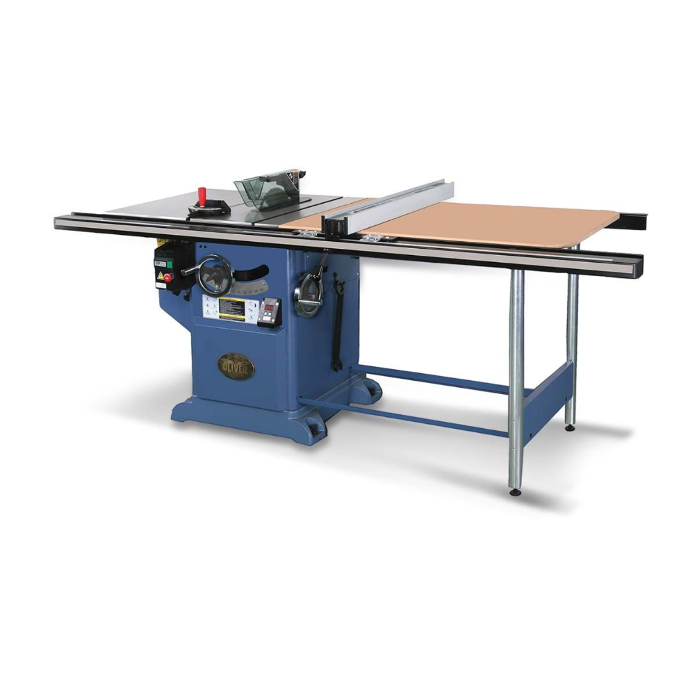 Oliver Machinery 12” Heavy Duty Table Saw 5HP 1Ph w/Side Table w/52” Rails - 4045.003-A001