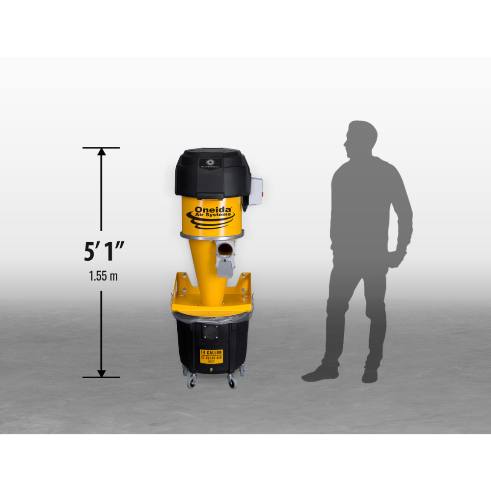 Oneida Air Systems Supercell High-Pressure 14 Gal. Wall-Mounted HEPA-GFM Cyclone Dust Collector - XSK000014
